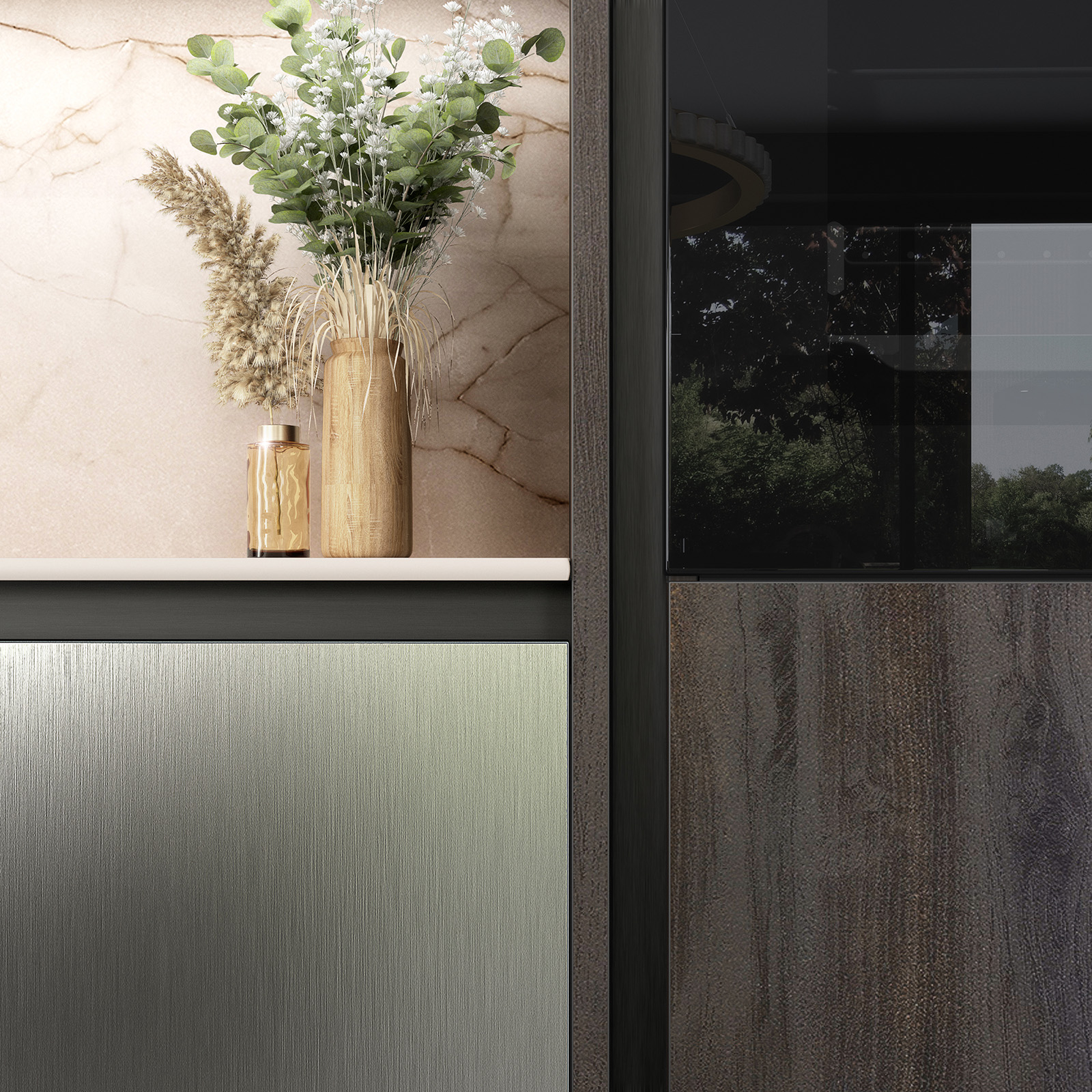 Cuisine grise et bois