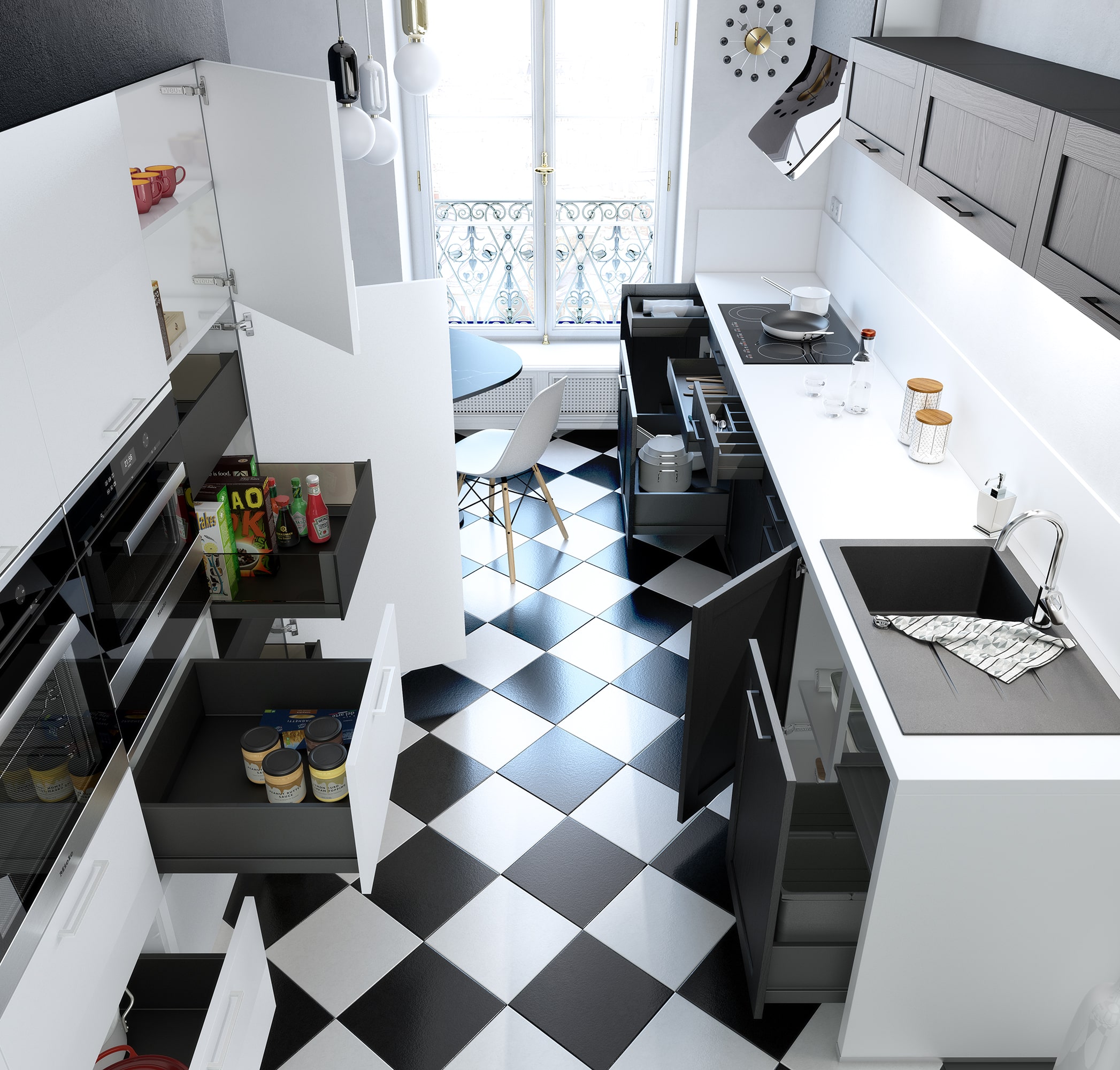 Cuisine blanche et noire