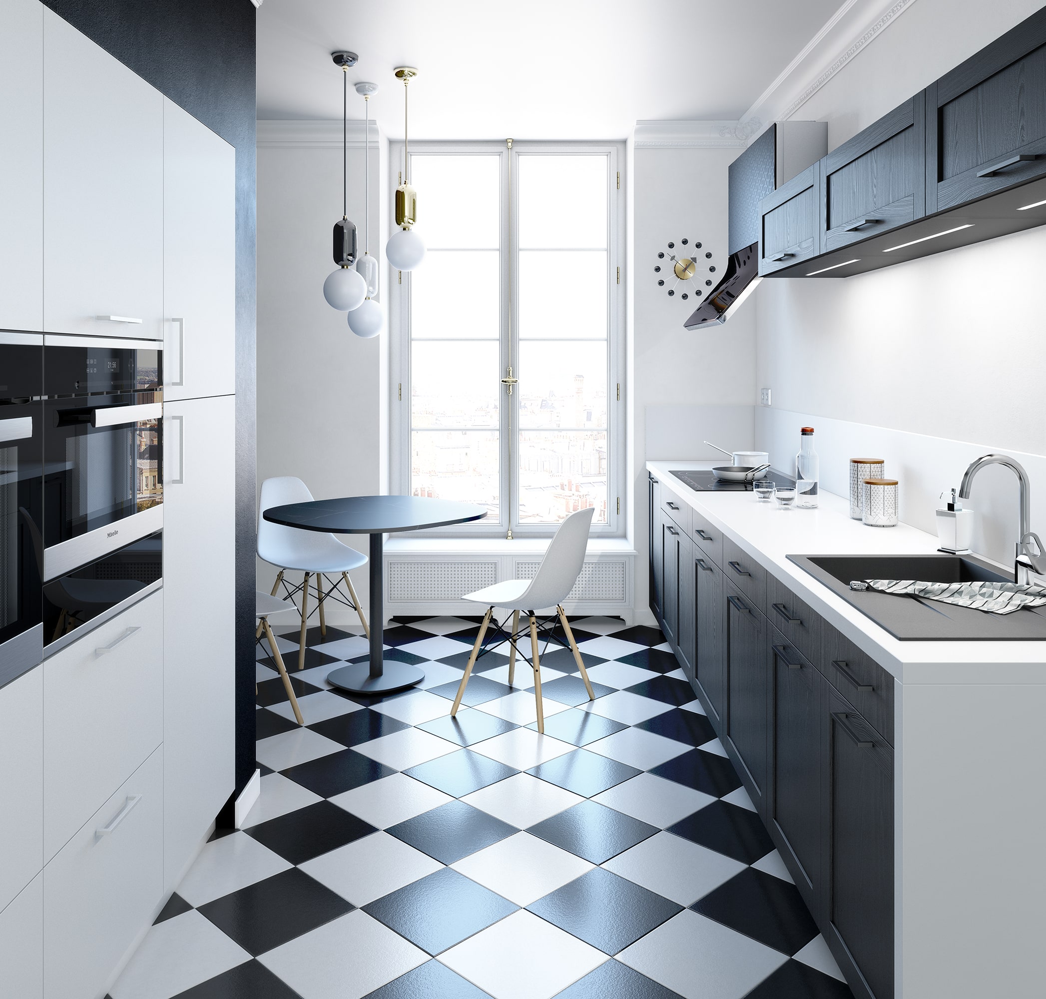 Un plan de travail blanc pour sublimer une cuisine colorée.
