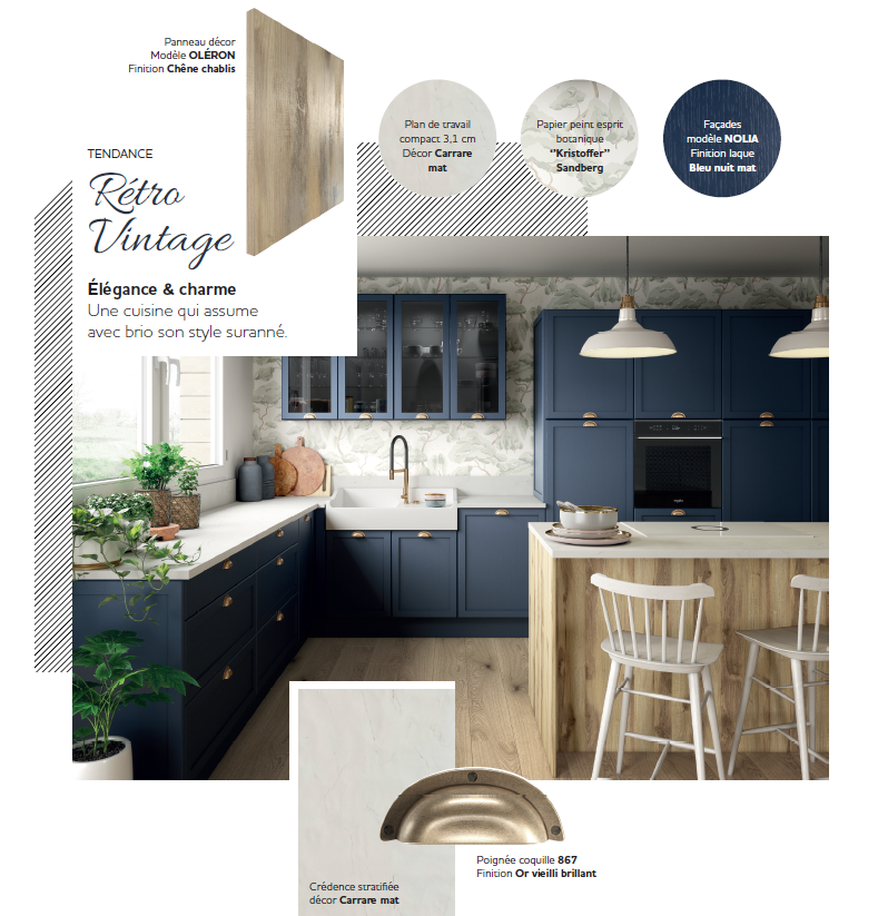 Cuisine bleue et blanche vintage