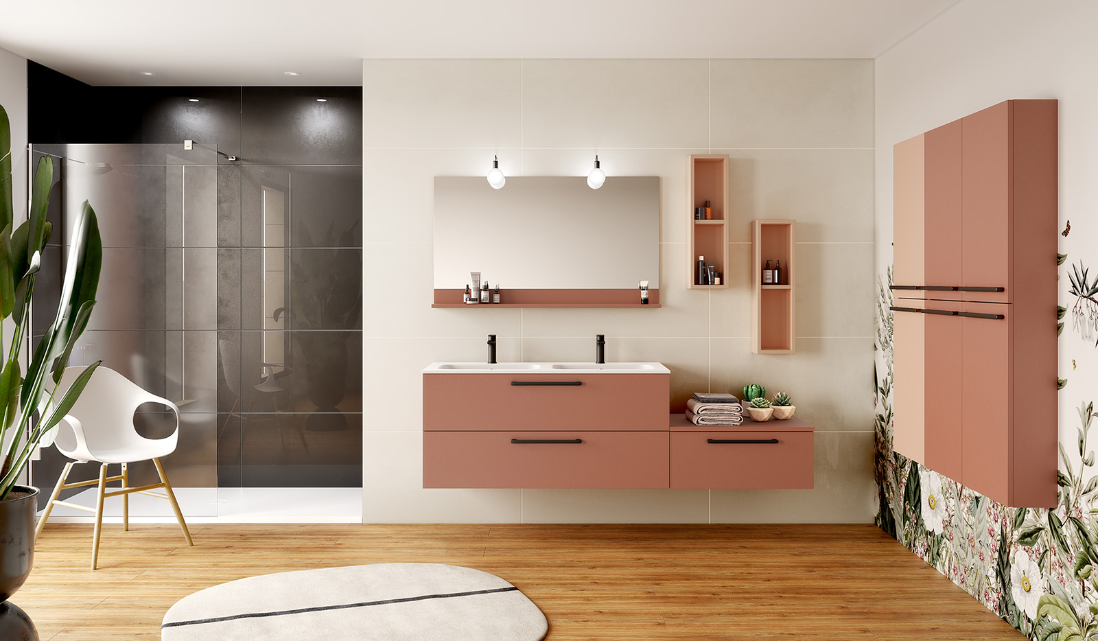 Salle de bain terracotta