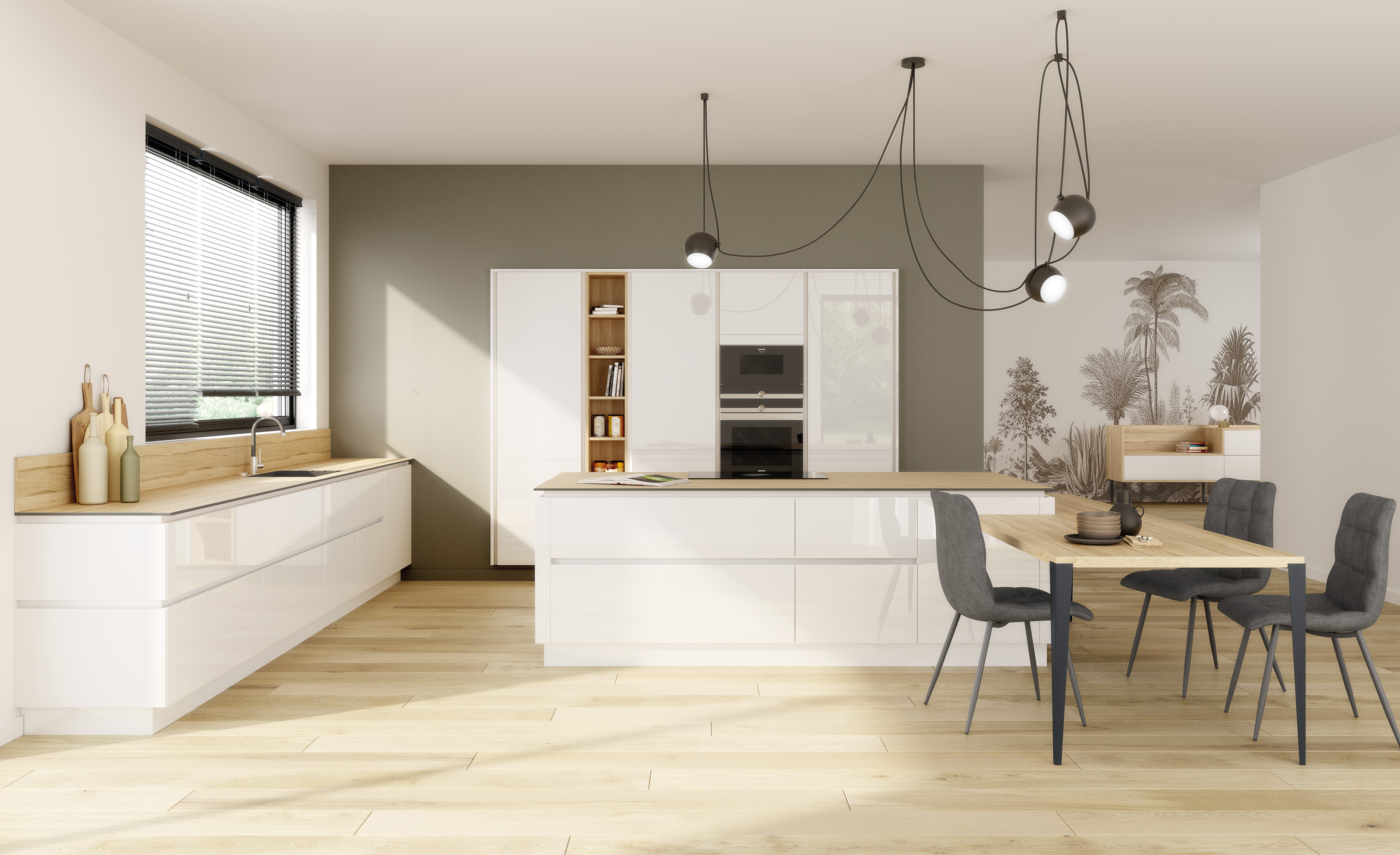 Cuisine blanche et bois