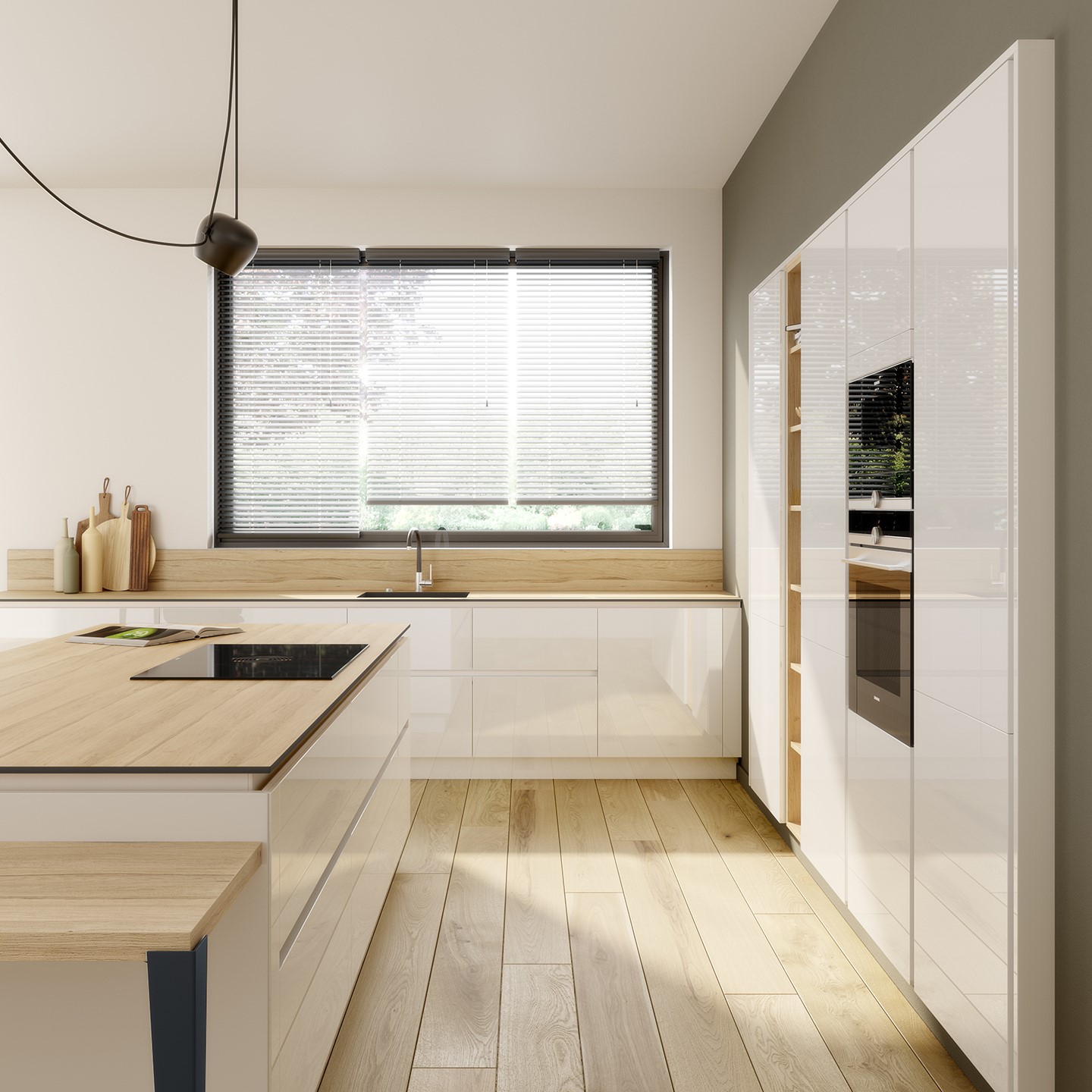 Cuisine blanche et bois